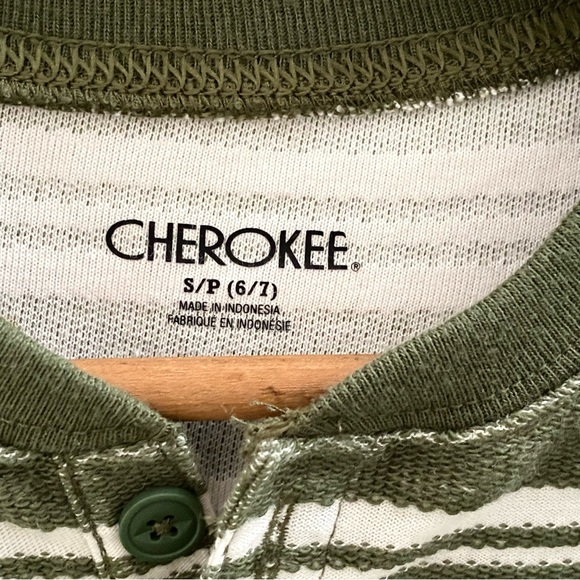 NWT Cherokee Green Stripe Long Sleeve Henley Shirt Knit Pullover NEW Boys S 6/7 - Picture 7 of 15